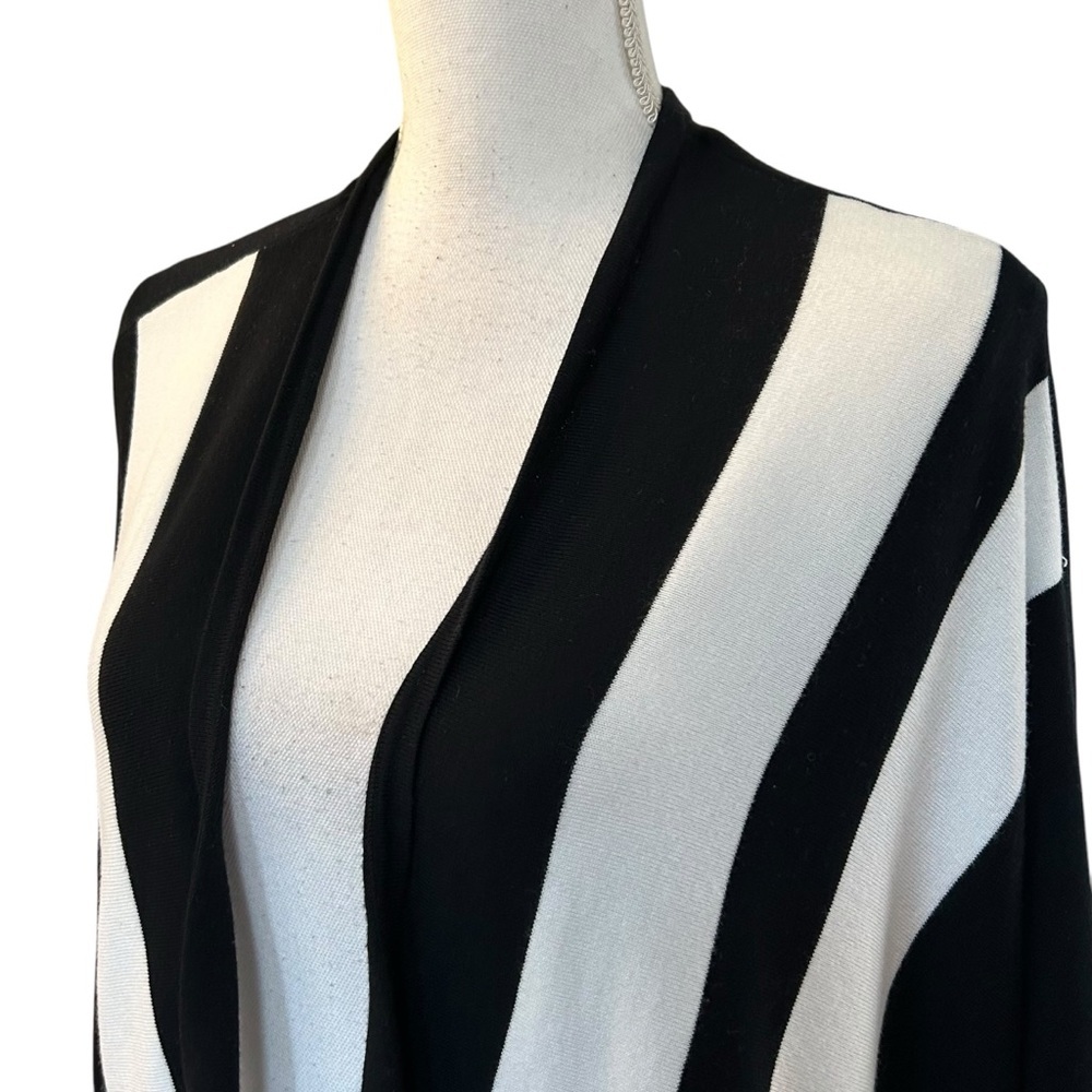 Alfani Striped Long Sleeve Open-Front Cardigan Women’s SZ Small Black White - Picture 3 of 8